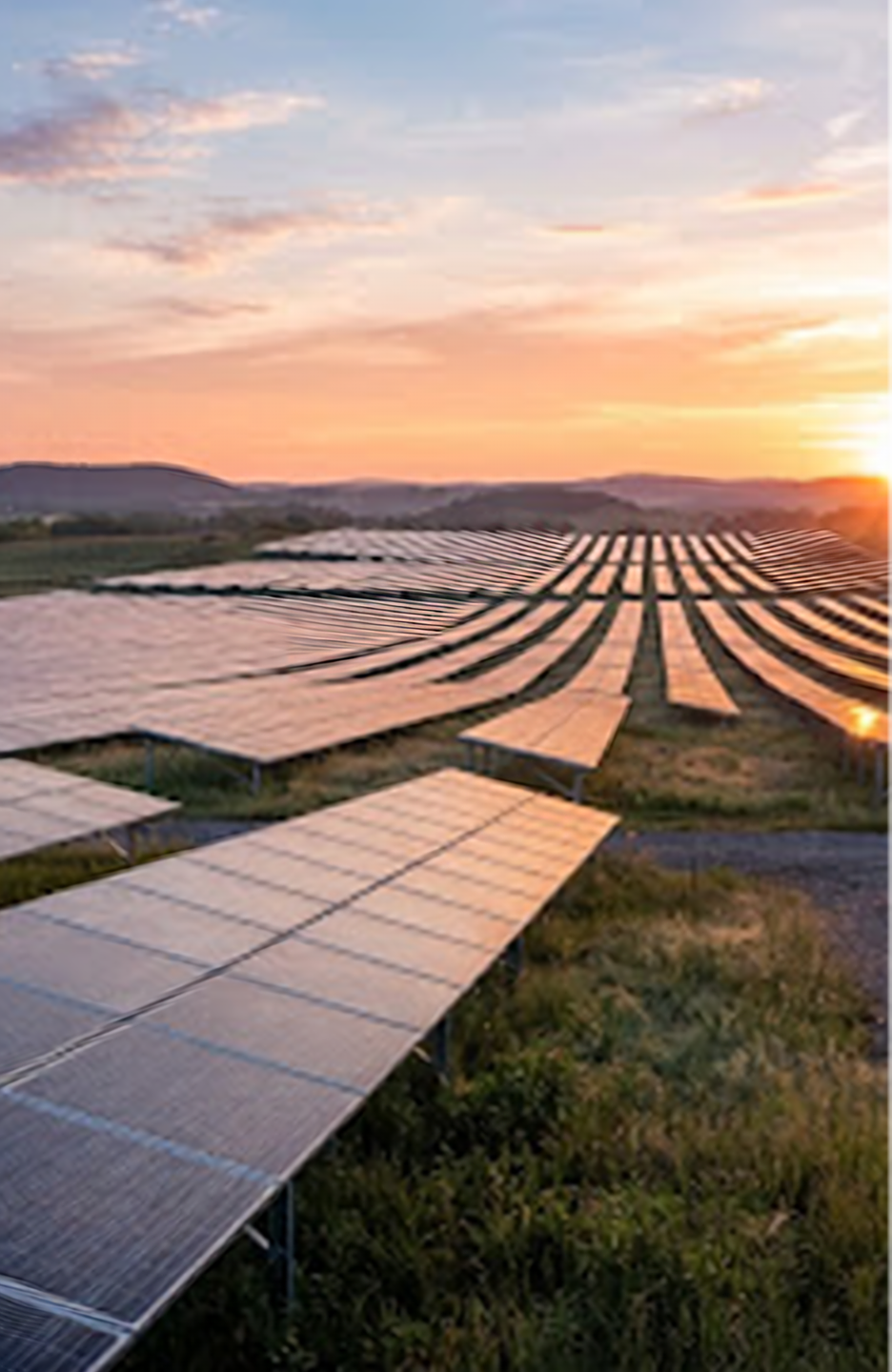 Solar panels at sunrise