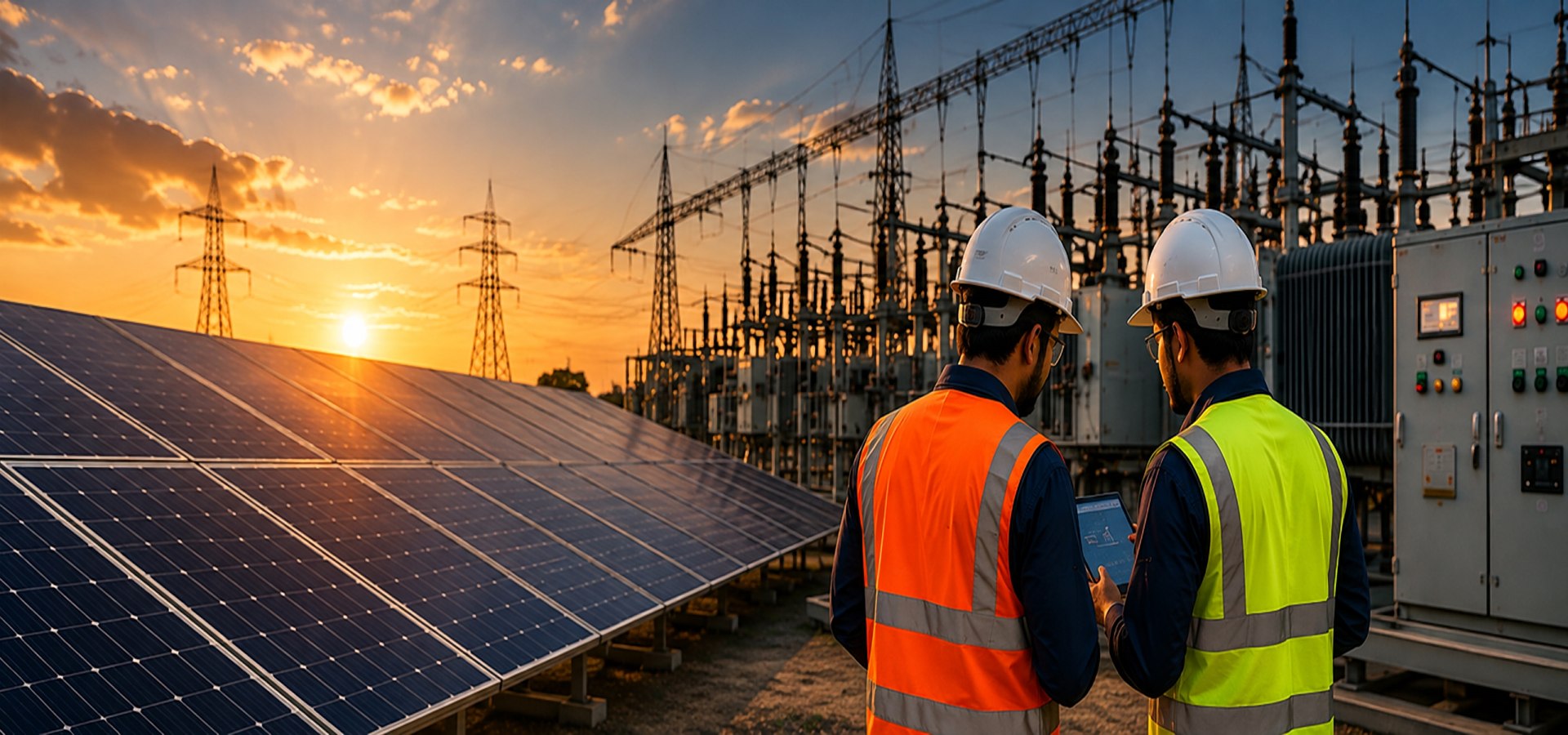 BGM engineer shaking hands with a partner at a solar site